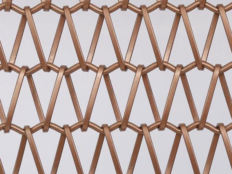 Bronze flat wire and crimped rod architectural spiral mesh