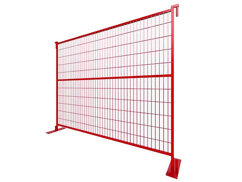 A red Canada temporary fence