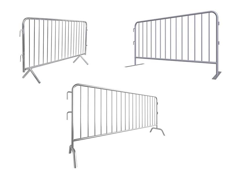 Three different type of crowd control barriers