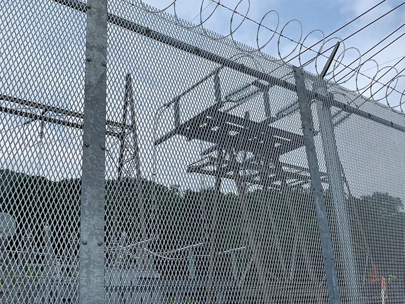 Electric security expanded metal fence for suburb substation works