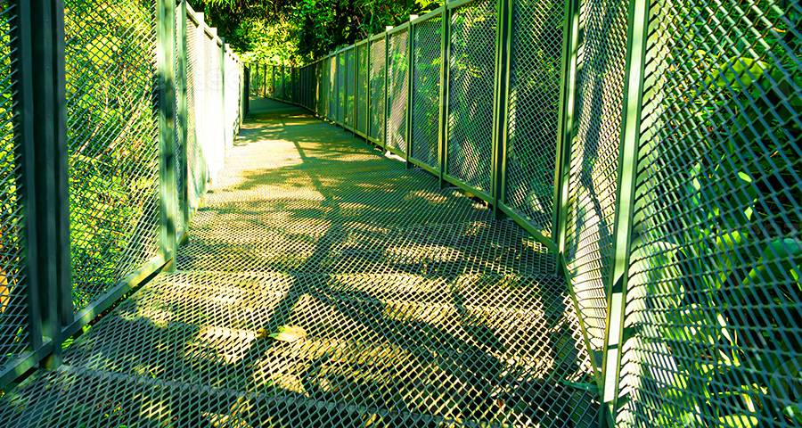 Green coated expanded metal mesh for stair treads in scenic spot