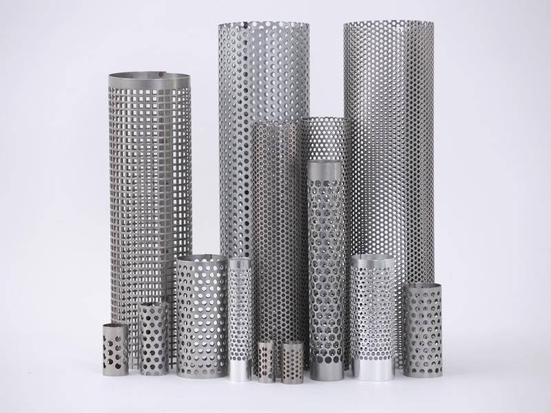 Perforated tubes in different sizes and mesh types