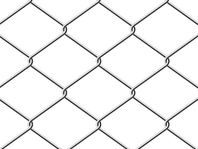 Stainless steel chain link fence on white background