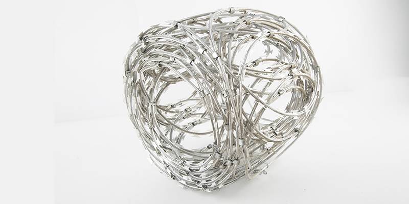 A mass of stainless steel razor wire