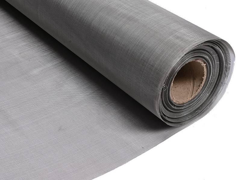 A roll of unrolled tungsten woven wire mesh