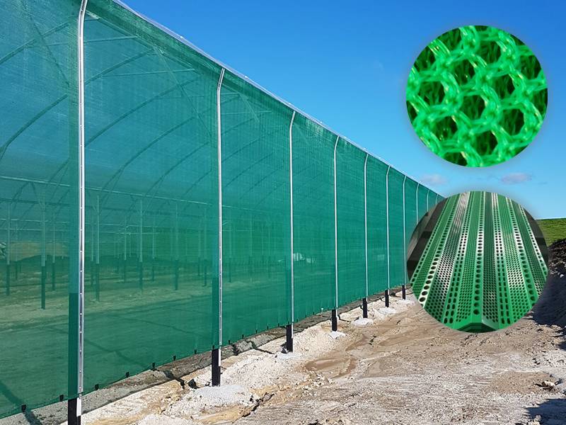 Windbreak fence and optional windbreak netting and metal windbreak panels